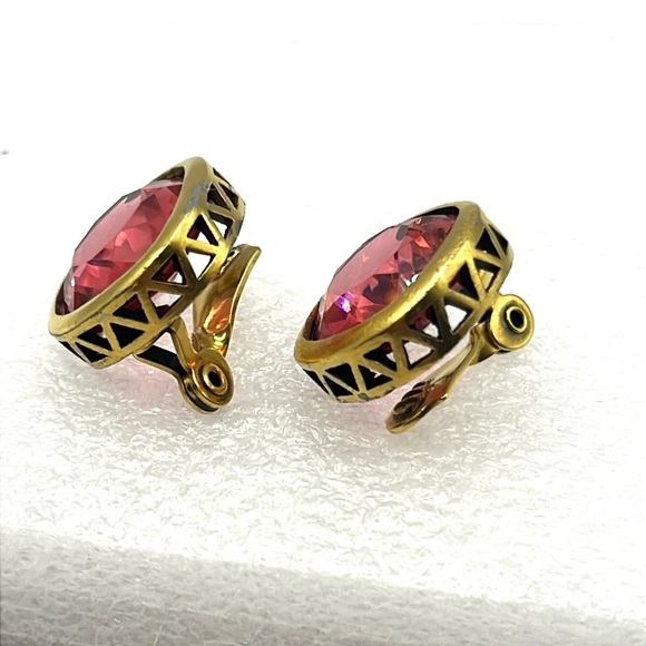 Yves Saint Laurent Pink and Gold Classic Earrings Vintage Clip on Earrings  1980 - Picture 10 of 14